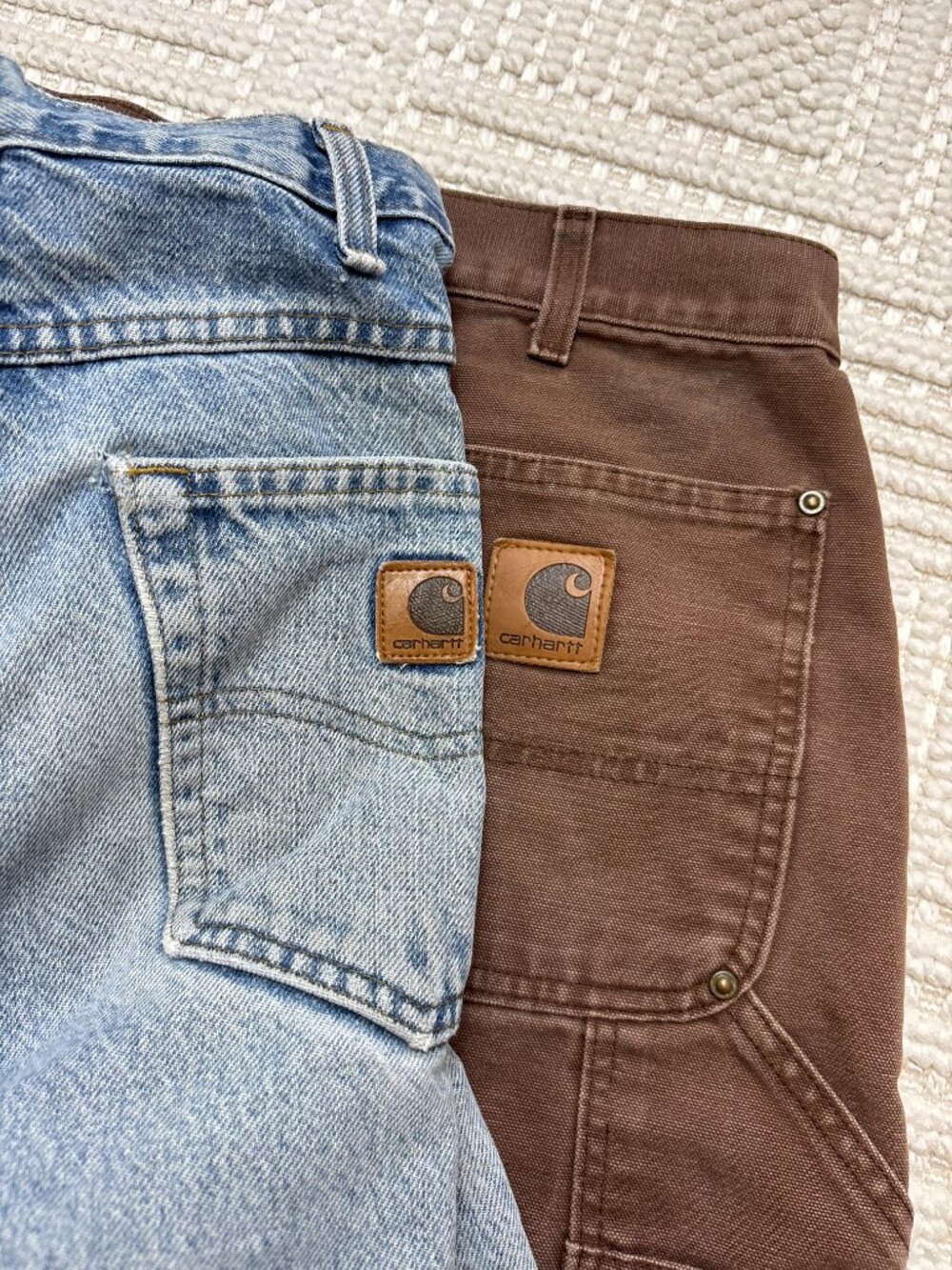 Carhartt Brown Double Knee Carpenter Work Pants Distressed Fade Loose Fit 33x31 - Picture 4 of 6
